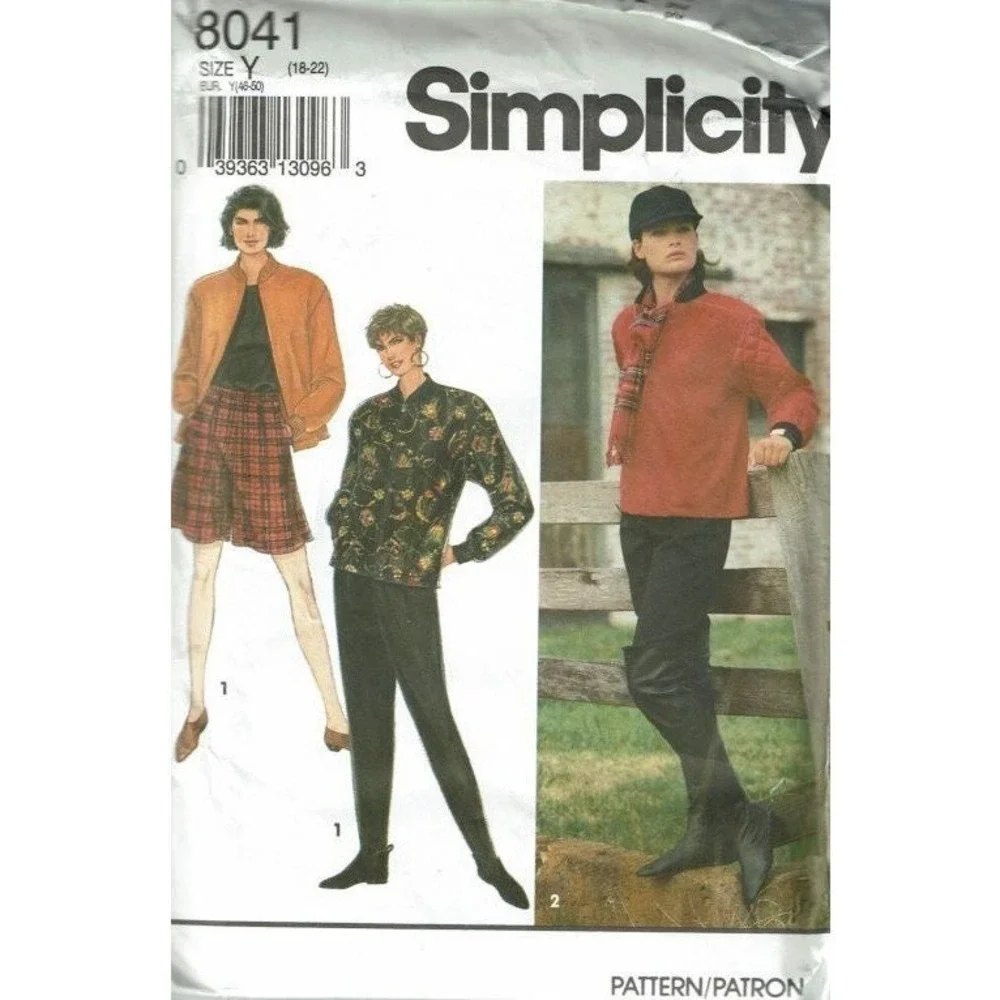 Simplicity Sewing Pattern 8041 Pants Shorts Jacket Misses‎ Size 18-22